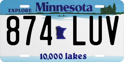 MN license plate 874LUV