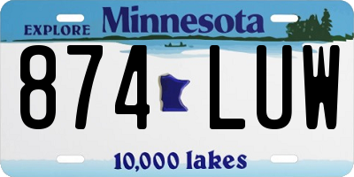 MN license plate 874LUW