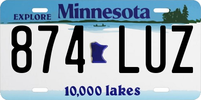 MN license plate 874LUZ