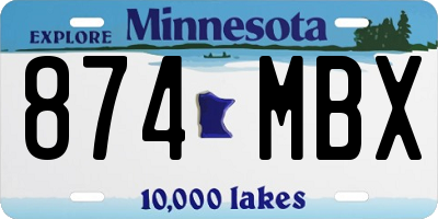 MN license plate 874MBX