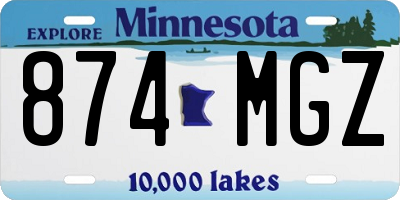 MN license plate 874MGZ