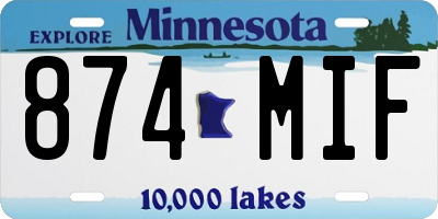 MN license plate 874MIF