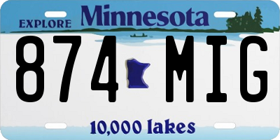 MN license plate 874MIG
