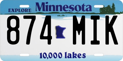 MN license plate 874MIK