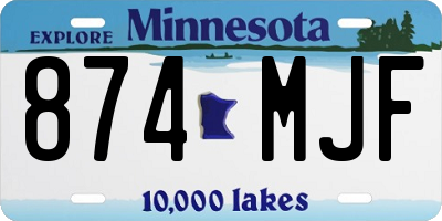 MN license plate 874MJF