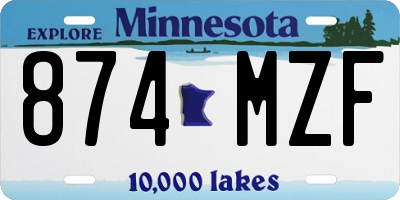 MN license plate 874MZF