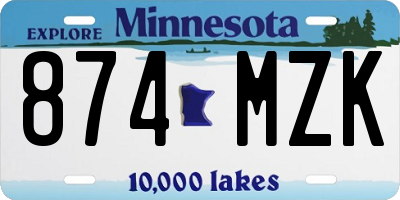 MN license plate 874MZK