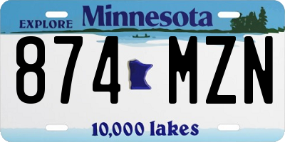 MN license plate 874MZN