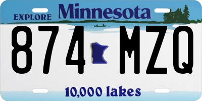 MN license plate 874MZQ