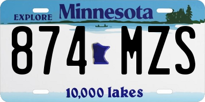 MN license plate 874MZS