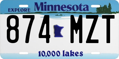 MN license plate 874MZT