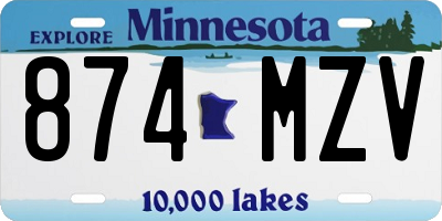 MN license plate 874MZV