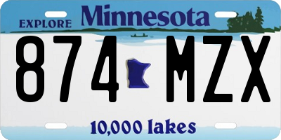 MN license plate 874MZX