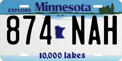 MN license plate 874NAH