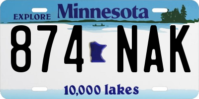 MN license plate 874NAK