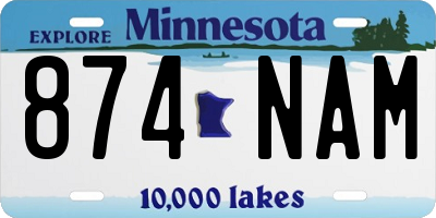 MN license plate 874NAM