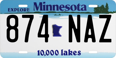 MN license plate 874NAZ