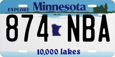 MN license plate 874NBA