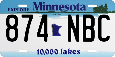 MN license plate 874NBC