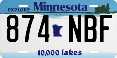 MN license plate 874NBF