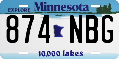 MN license plate 874NBG