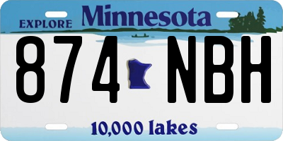 MN license plate 874NBH