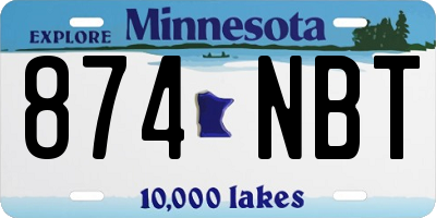 MN license plate 874NBT
