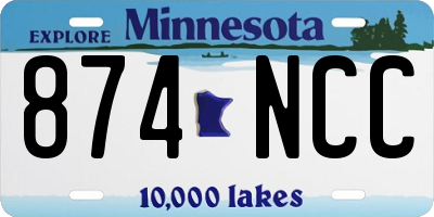 MN license plate 874NCC