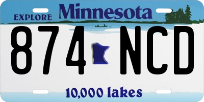 MN license plate 874NCD