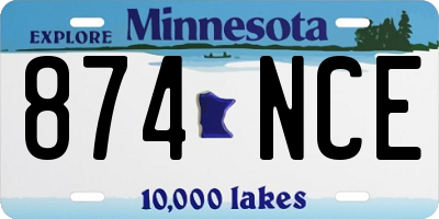 MN license plate 874NCE