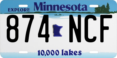MN license plate 874NCF