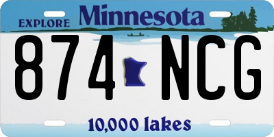 MN license plate 874NCG