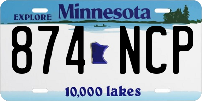 MN license plate 874NCP