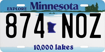 MN license plate 874NOZ
