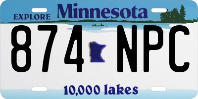 MN license plate 874NPC