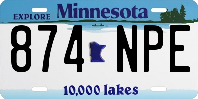 MN license plate 874NPE
