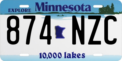 MN license plate 874NZC