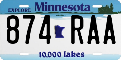 MN license plate 874RAA