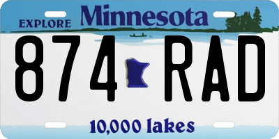 MN license plate 874RAD