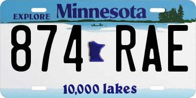 MN license plate 874RAE