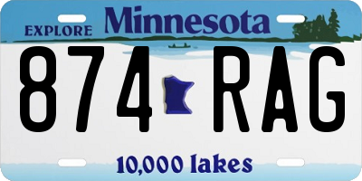 MN license plate 874RAG