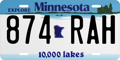 MN license plate 874RAH