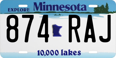 MN license plate 874RAJ