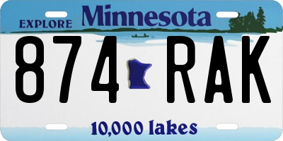 MN license plate 874RAK