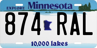 MN license plate 874RAL