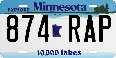 MN license plate 874RAP
