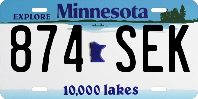 MN license plate 874SEK