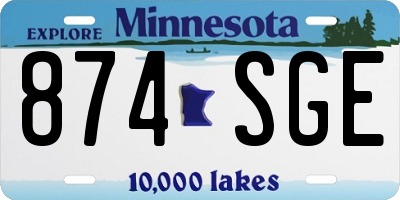 MN license plate 874SGE