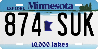 MN license plate 874SUK