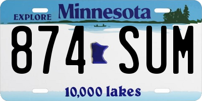 MN license plate 874SUM